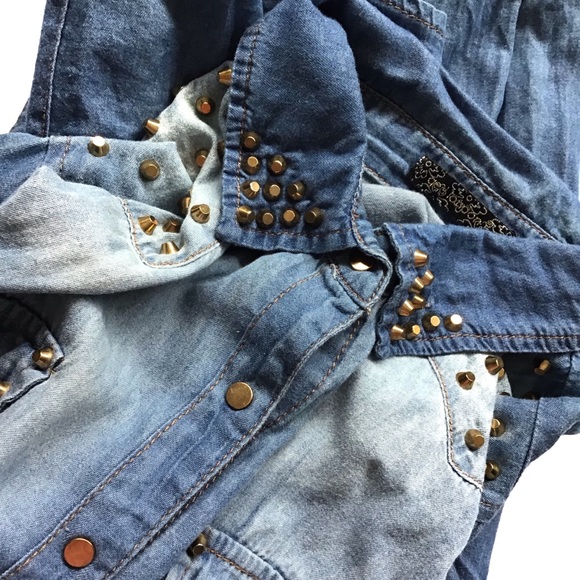 QEDL | BOHO FESTIVAL STYLED STUDDED DENIM SHIRT - Picture 4 of 8